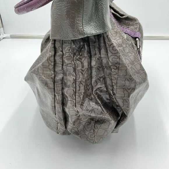 Marc By Marc Jacobs Large Patent Leather Handbag Shoulder Bag Hobo Grey Purple - Picture 8 of 15